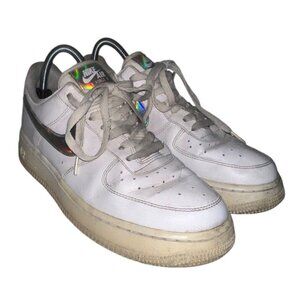 Nike Air Force 1 Low Iridescent Swoosh Women's Size 8 Sneakers CJ1646-100 READ